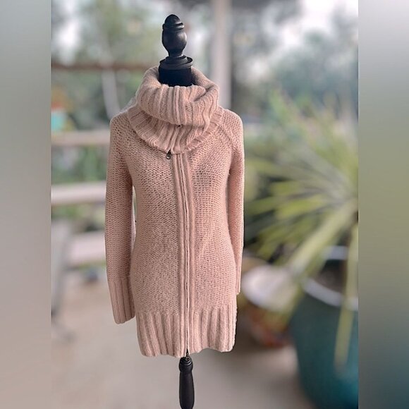 BCBGMAXAZRIA Lambswool Acrylic Pile Knit Zip Cardigan Sweater Pink Women XS / S - Picture 7 of 16